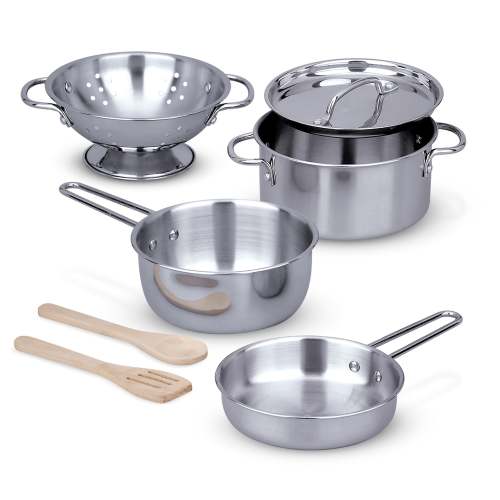 Let's Play House! Stainless Steel Pots and Pans Play Set | Melissa & Doug