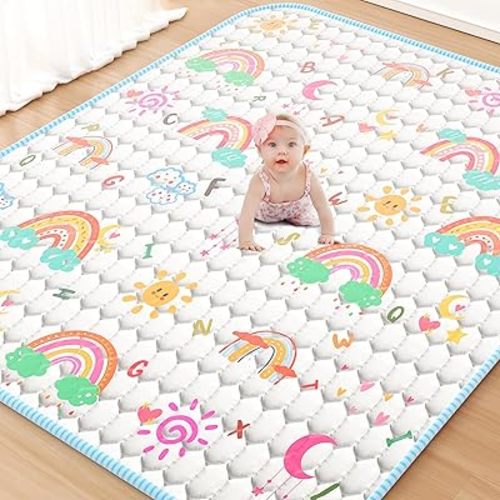 Baby Play Mat 50x50 Playpen Mat Baby Play Mats for Floor 0.9" Thicker Soft Baby Playmat Non-Slip Cushioned Baby Crawling Mat Foldable Machine Washable Baby Floor Play Mat for Babies Toddlers Infants