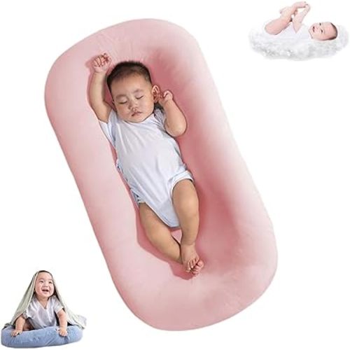 Baby Lounger, Bionic Design, Newborn to 24 Months, Soft Organic Cotton Breathable Lounger for Infants (Lovely Pink Lounger)