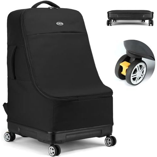 Car Seat Travel Bag with Spinner Wheels - Black