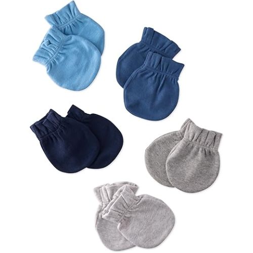 Morgan 5-Pack Mitts 100% Organic Cotton No Scratch Mittens for Newborn Baby Boys & Girls, Sorbet, One Size
