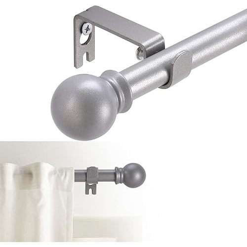 Curtain Rods for windows 48 to 84-93 inch, 5/8 inch Decorative Silver Splicing Heavy Duty Metal Curtain Rod set with Brackets
