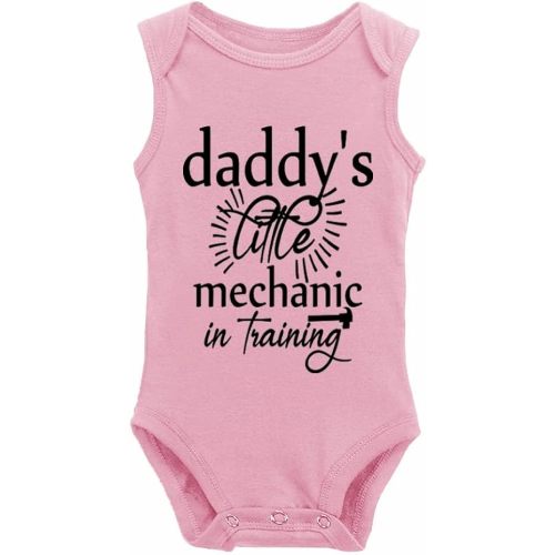 Daddy's Little Mechanic Baby Short Sleeve Bodysuits Pajamas Newborn Sleepers Girl and Boy Clothes