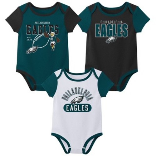 NFL Philadelphia Eagles Boys' White 3pk Bodysuit - 3-6M