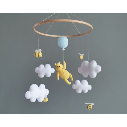 Winnie the Pooh nursery mobile baby Imaginative mobiles Bee nursery decor Winnie the Pooh baby mobile Bee crib mobile Babyshower gift