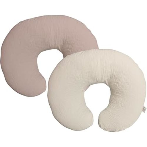 Nursing Pillow Cover,Muslin Cotton,Removable Cover for Breastfeeding Pillows, 2-Pack Pillow Covers, Ultra-Soft Baby Nursing Pillow, Fits Newborn Feeding Pillow 22.5IN*18IN (Sand)