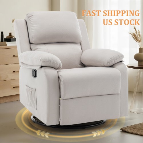 360 Swivel Rocker Recliner Chair for Small Spaces for Living Room Nursery, Linen