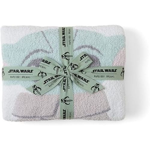 Barefoot Dreams CozyChic Grogu Stroller Blanket, Throw Blanket, Disney Blanket - 30” x 40”, Cream Multi