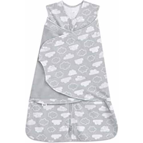 HALO 100% Cotton Sleepsack Swaddle, 3-Way Adjustable Wearable Blanket, TOG 1.5, Clouds, Newborn, 0-3 Months