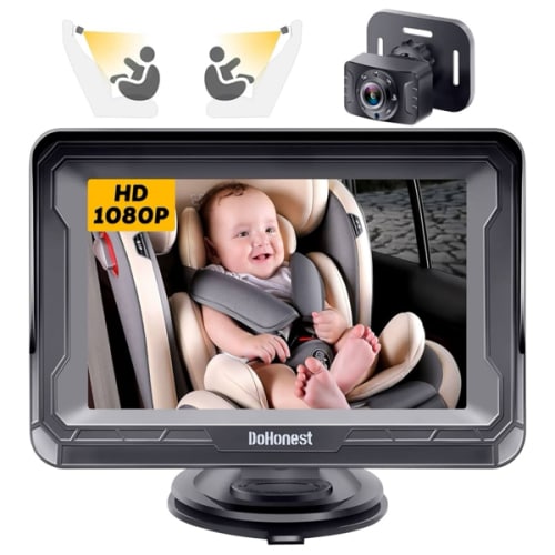 DoHonest Baby Car Camera HD 1080P - Rear-Facing Car Baby Monitor with Night Vision, Adjustable View Angle, Easy Setup, Anti-Glare Display, Safety for Kids & Infants
