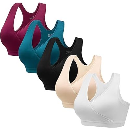 HBselect Maternity Nursing Sleep Bra for Breastfeeding Wireless Bralette | Women Nursing Bras for Breastfeeding 3/5 Pack Wireless Pregnancy Sleep Bralette Seamless Tank-style Bra for Postpartum Comfy