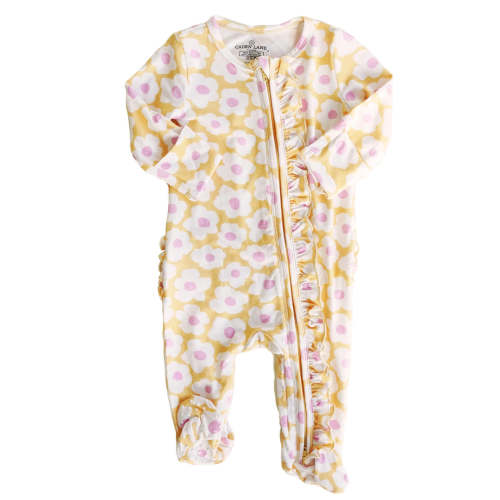 Sunshine Daisy Ruffle Zipper Footie