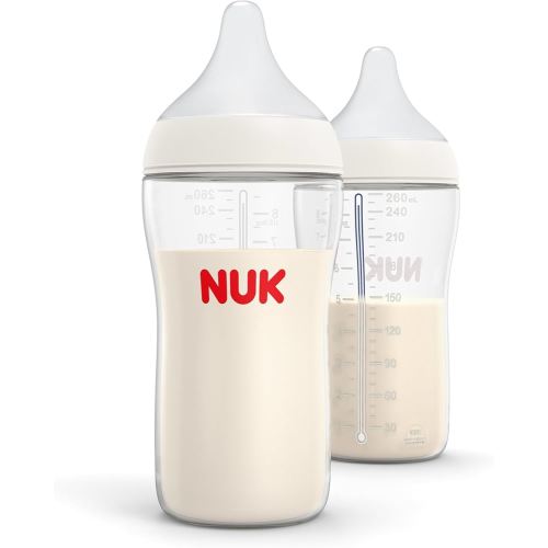 NUK Perfect Match 2-in-1 Natural and Anti-Colic 8oz Bottle with Adaptable Medium Flow Nipple, 2 Pack