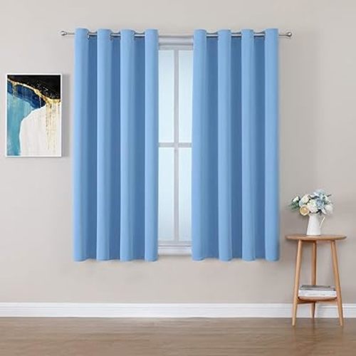 ChrisDowa Grommet Room Darkening Curtains for Bedroom and Living Room - 2 Panels Set Thermal Insulated Blackout Curtains (Sky Blue, 52W x 54L)