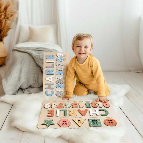 Personalized Gifts for Baby Boys and Girls, Personalized Toys for Baby, Toddlers Name Puzzle, Wooden Name Puzzle, Custom Baby Shower Gift
