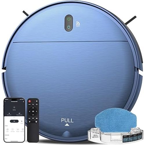 ZCWA Robot Vacuum and Mop Combo,2.4GHz WiFi Link Vacuum Robot,4 Cleaning Mode Robotic Vacuums Cleaner,APP/Remote Aspiradora Robot,Self-Charging Robot Vacuum for Pet Hair,Stains,Carpets,Corner