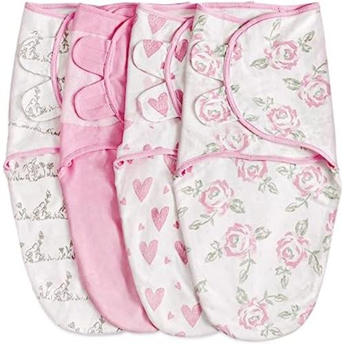 Organic Baby Swaddle Sleep Sacks, 4-Pack Swaddles for Newborns Baby Essentials, 100% Cotton Soft & Snug Adjustable Wrap Nursery Swaddling Blankets Improves Sleep Toddler Gift