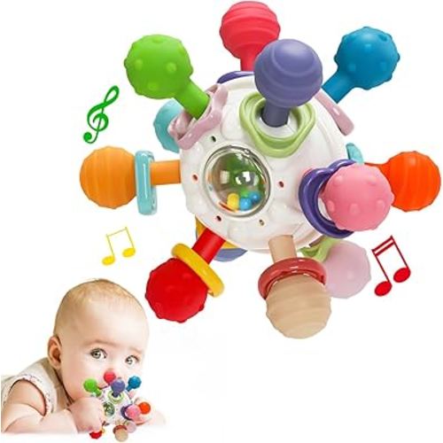 Baby Montessori Sensory Toys for 0-6 6-12 Months, Food Grade Teething Toys for Babies 0 3 6 9 12 18 Months, Newborn Infant Learning Developmental Toys Gifts for 1 2 Year Old Boys Girls