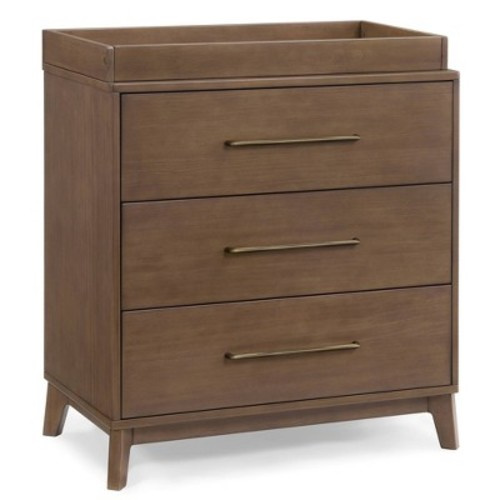 Delta Children Spencer 3 Drawer Dresser with Changing Topper, Color: Teak Brown