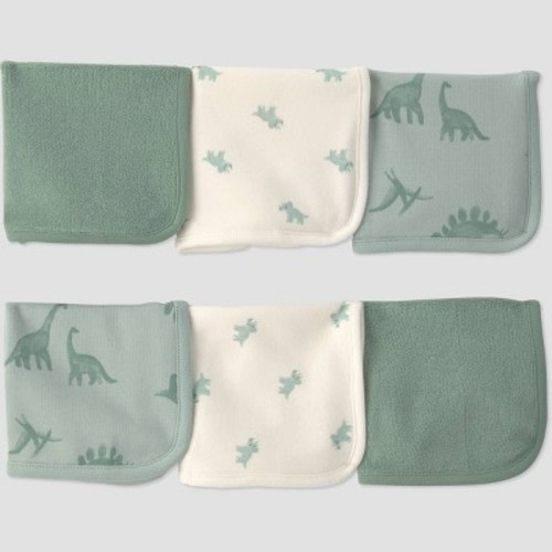 Carter's Just One You® Baby 6pk Washcloth - Green Dino