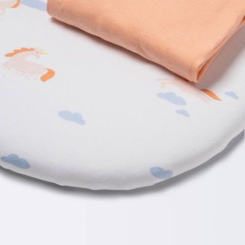 Jersey Bassinet Sheet 2pk - Cloud Island™ Unicorn And Solid Apricot