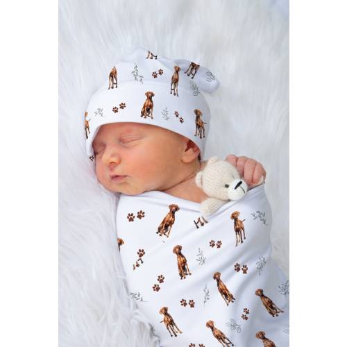 Vizsla Swaddle Set Custom Baby Girl Swaddle Blanket Woodland Baby Boy Blanket Forest Animals Receiving Blanket Newborn Coming Home Outfit