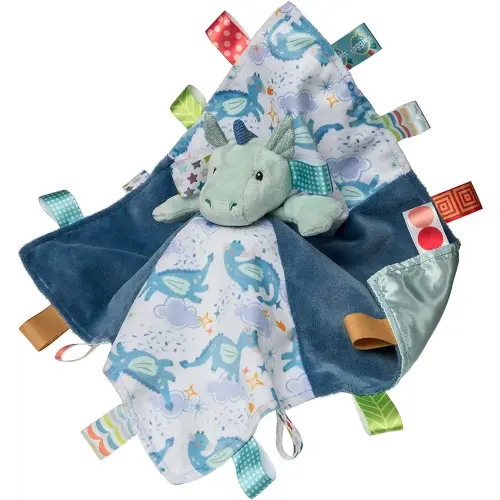 Taggies Stuffed Animal Lovey Security Blanket with Sensory Tags, 13 x 13-Inches, Drax Dragon