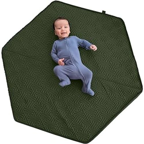 Boppy Baby Play Mat for Infants, Toddlers and Kids, Moss-Maze Green, One Hand Setup with Non-skid Backing to Support Floor Play and Tummy Time, Stores Flat and Easy Wash