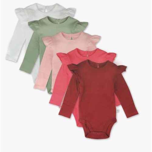HonestBaby Long Sleeve Bodysuits Multipack Organic Cotton for Infant Baby Girls
