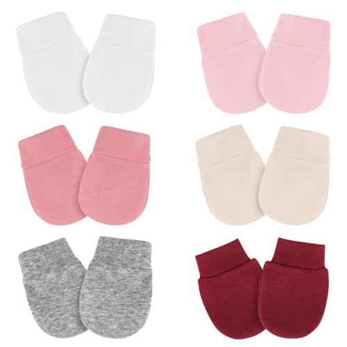 AQOKKA Newborn Baby Mittens No Scratch Cotton Elastic Wrist Gloves Infant Toddler Mittens for Baby Boy Girl 0-6 Months