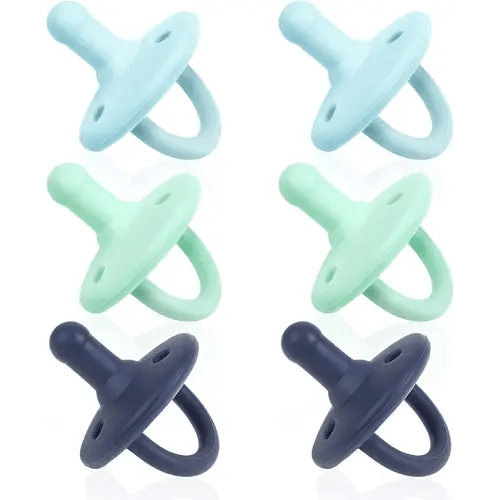 Sweet Child Pacifiers 0-18 Months, Set of 6 Ultra-Light Silicone Binkies with Collapsible Handle & 3 Air Holes for Added Safety, Best Newborn Pacifiers for Baby Boys Or Girls