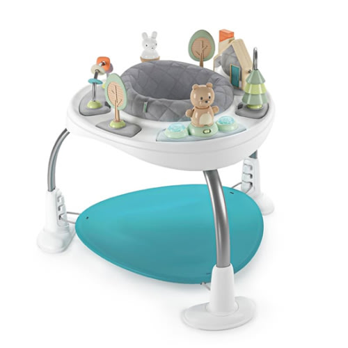 Ingenuity Spring & Sprout 2-in-1 Baby Activity Center Jumper and Table with Infant Toys - Ages 6 Months +, First Forest