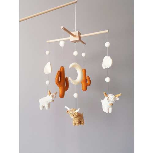Baby Crib Mobile Highland Cow Mobile Crochet Mobile Hochlandkuh Mobile Highlands Gehäkeltes Nursery Decor