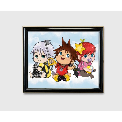 Kingdom Hearts Nursery Art Print: Baby Sora, Riku, Kairi