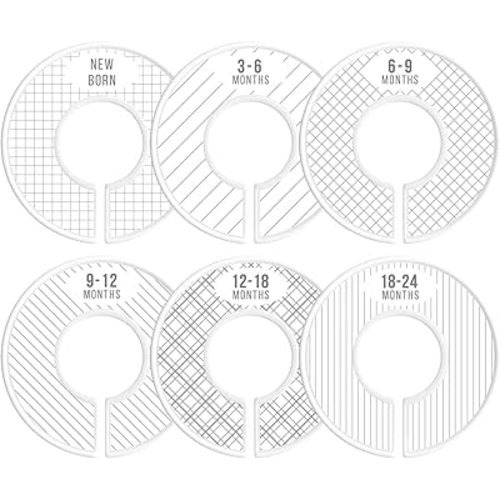 Baby Closet Size Dividers, Light Grey, 6 Nursery Organizers, Stripe, Neutral