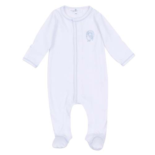 Harvest Blessings Hand-Embroidered Footie - Light Blue