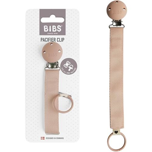 BIBS Pacifier Clip Ribbon - Secure Your Baby's Pacifier with Durable Polyester Webbing and Nickel-Free Metal Clip - Compatible with All BIBS Pacifiers - Blush