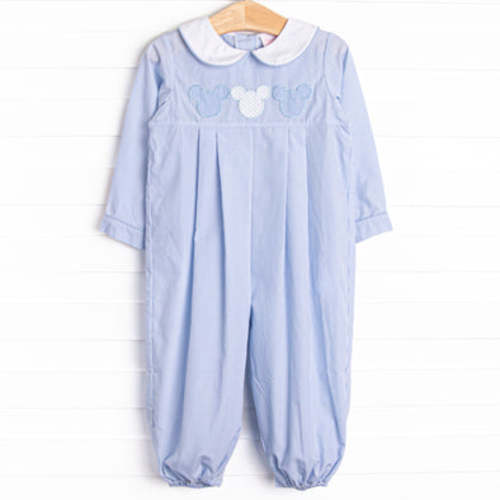 Little Mouse Trio Applique Romper, Blue Stripe – Stitchy Fish