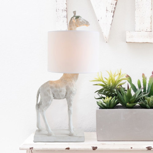 Lia Resin Giraffe Table Lamp with Linen Shade