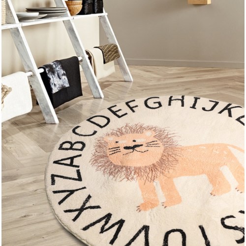 Lion Distressed ABC Rug/Safari Nursery Rug