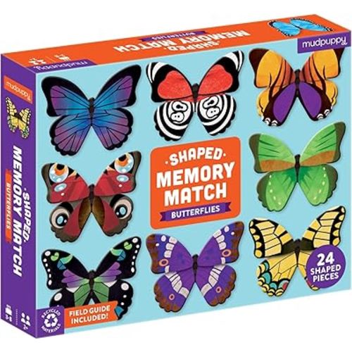 Mudpuppy Butterflies Shaped Memory Match, Multicolor