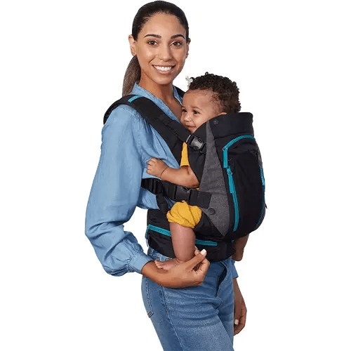 Infantino Carry On Multi-Pocket Carrier - All-Positions, Black, Ergonomic Design for Newborns and Toddlers, 8-40 lbs. with Forward-Facing, in-Facing and Backpack Positions Plus 6 Storage Pockets