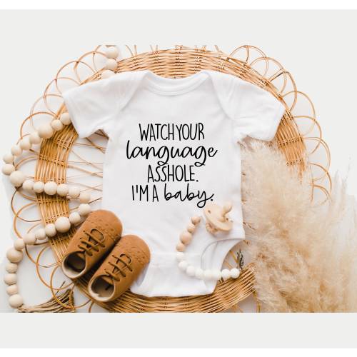 Funny Baby Onesie®,Baby Shower Gift, Baby announcement, Watch Your Language A**Hole Bodysuit, Funny Baby Clothes, Funny Baby,Baby Gift