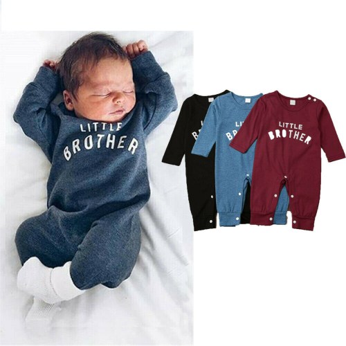 Bagilaanoe Newborn Infant Boys Little Brother Cotton Blend Romper Jumpsuit Winter Outfits