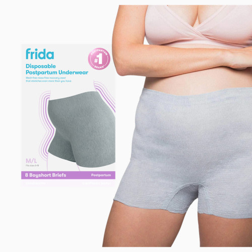 Frida Mom Disposable Boyshort Postpartum Underwear - Gray, Regular | Babylist Shop