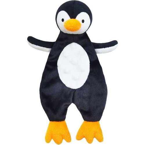 Baby Black Penguin Soft Stuffed Animal Security Blanket, Plush Penguin Character Lovey Blanket, Baby Shower/Nursery Gift, Newborn Infant Toddler Snuggle Blankie for Boys Girls, 10 Inches