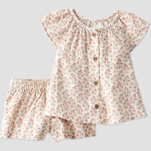 Baby Girl Little Planet by Carter's 2-Piece Organic Cotton Gauze Floral Top & Shorts Set