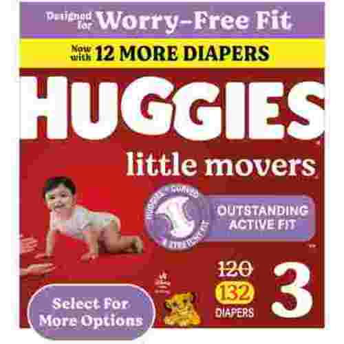 Huggies Little Movers Baby Diapers, Size 3, 132 Ct (Select for More Options)