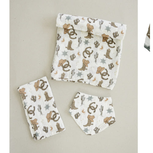 Outlaw Cowboy Muslin Burp Cloth