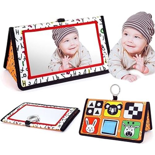 Epessa Baby Mirror Toys for Tummy Time, Newborn Infant Toys 0-6 6-12 Months, Baby Floor Mirror, Black and White High Contrast Baby Toys 0 3 6 9 Month Crawling Sensory Toy, Crib, Brain Development